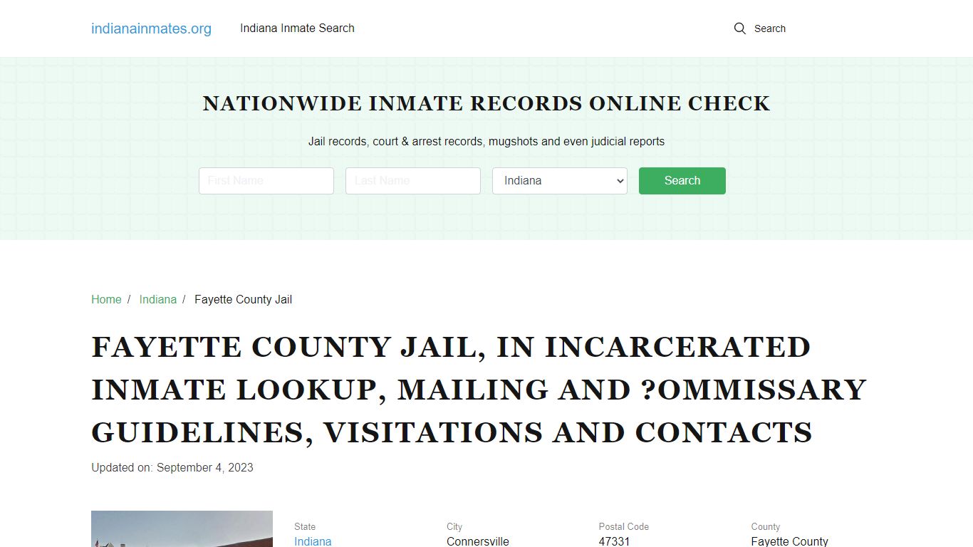 Fayette County Jail, IN: Offender Locator, Visitation & Contact Info
